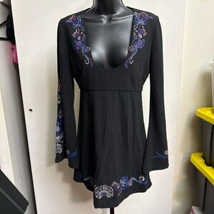 Free People Holiday Folk black mini dress